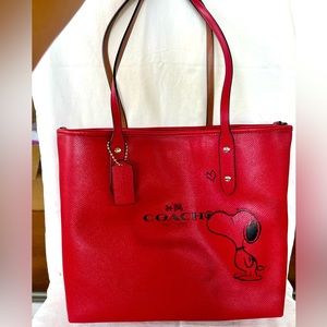 NWT Coach Snoopy Red Tote Bag